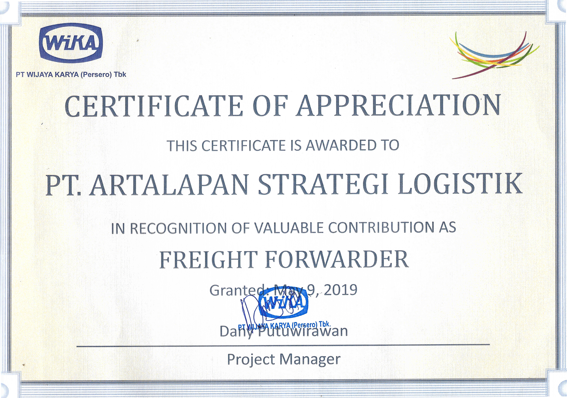 Tentang Kami certificate wika 1